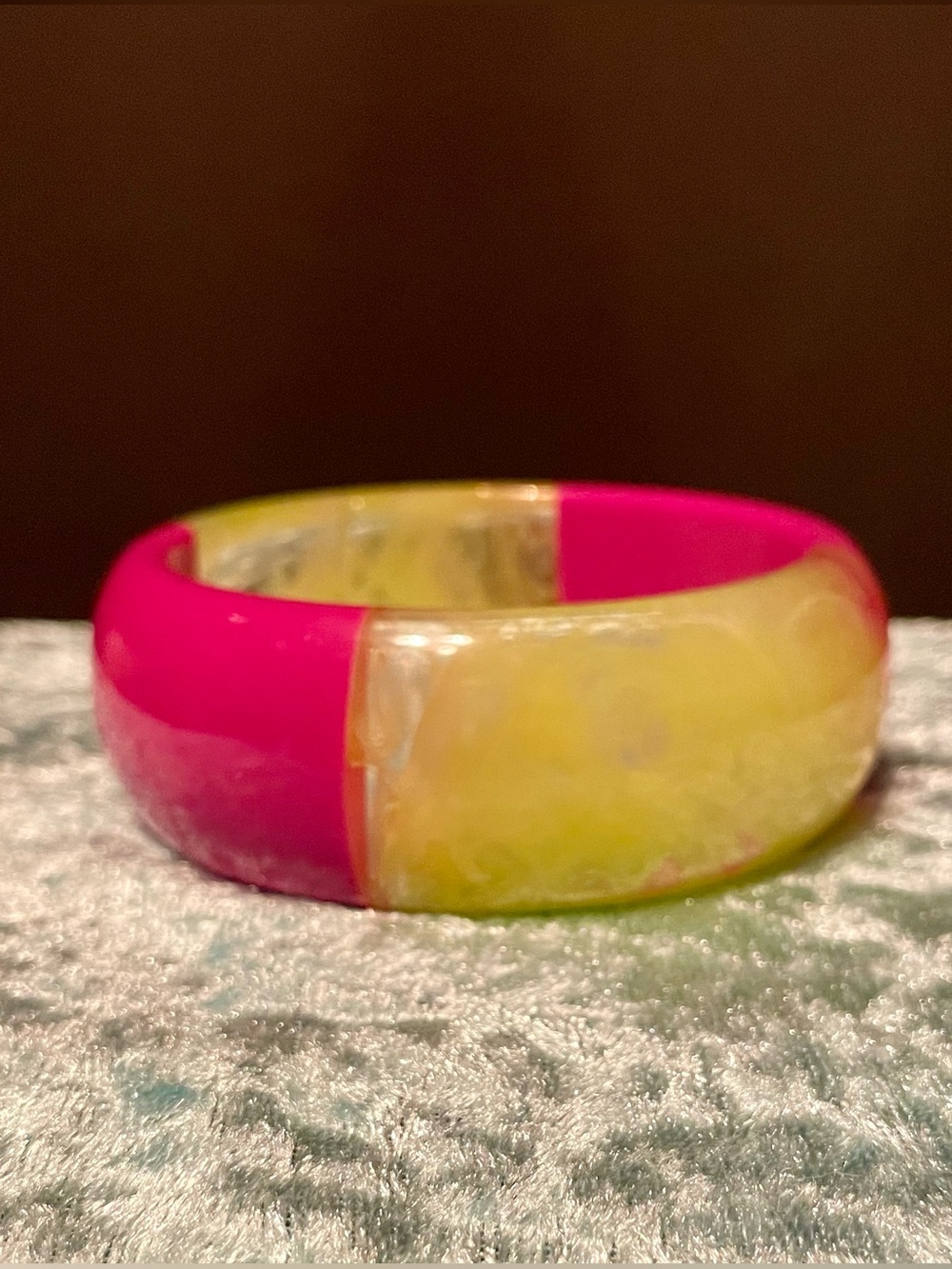 Bright Pink and Yellow Acrylic Bangle Punk Rock 80’s